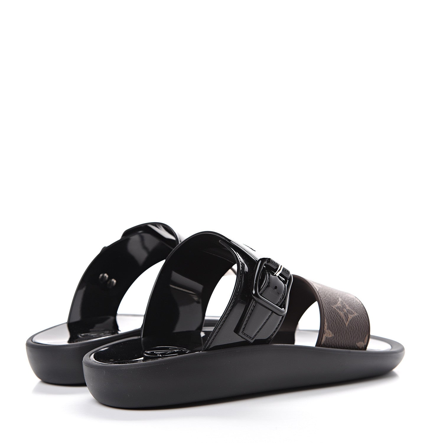 Louis Vuitton Shiny Rubber Logo Sunbath Mules 37 Black 4 of 8