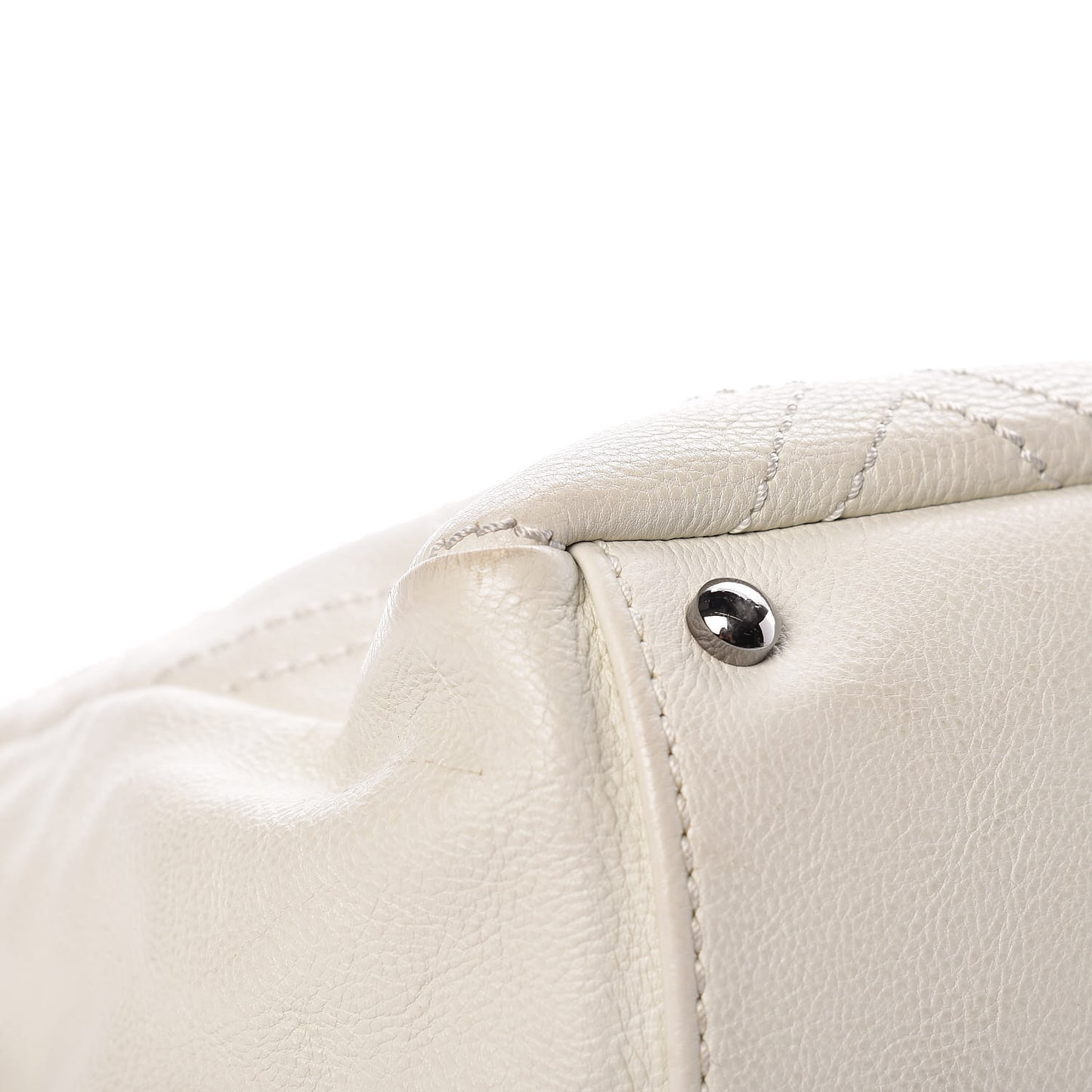 Calfskin Large Diamond Stitch Tote White