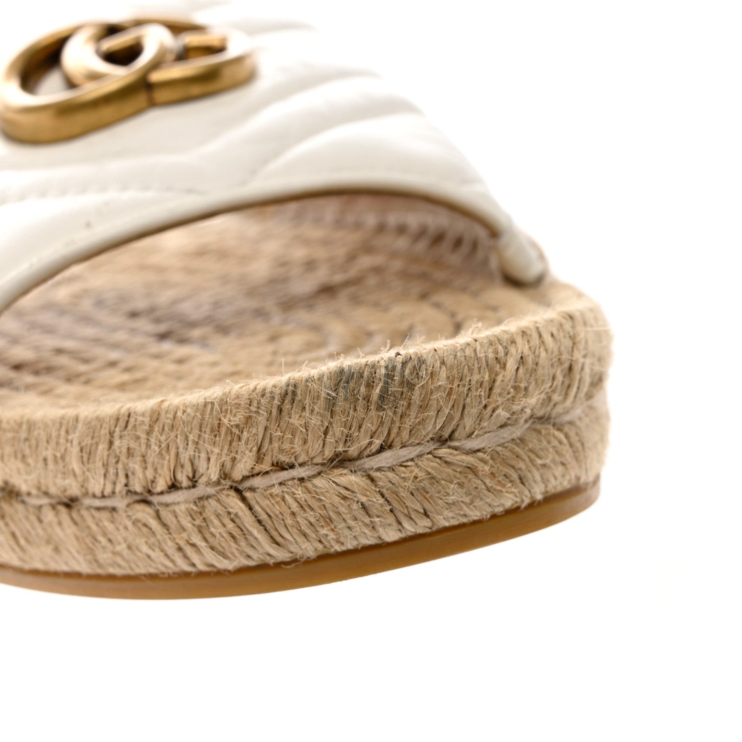 Gucci Nappa Matelasse GG Marmont Espadrille Slide Sandals 38 Great White 10 of 10