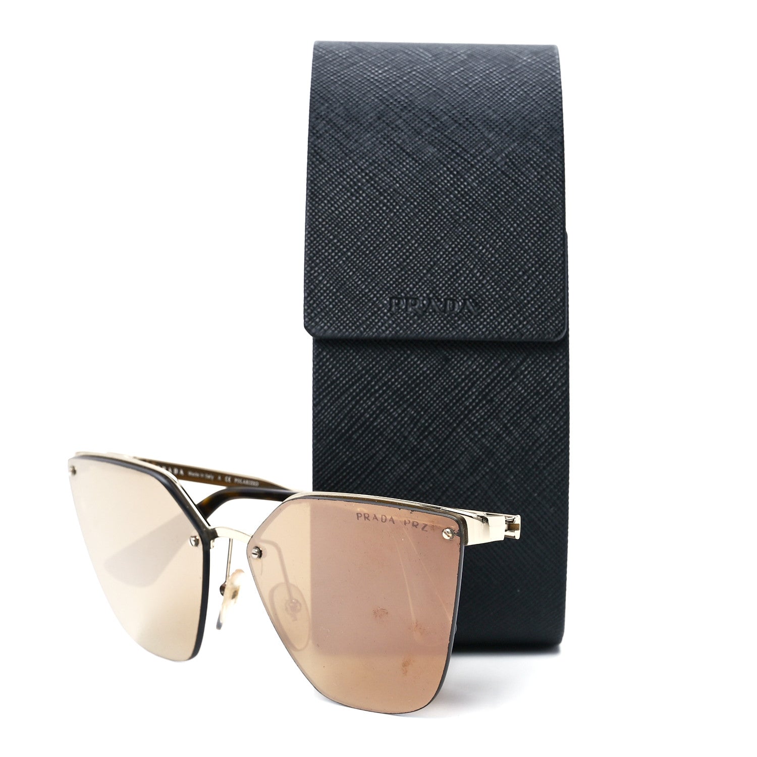 Prada Polarized Cat Eye Sunglasses SPR 68T Gold 9 of 9