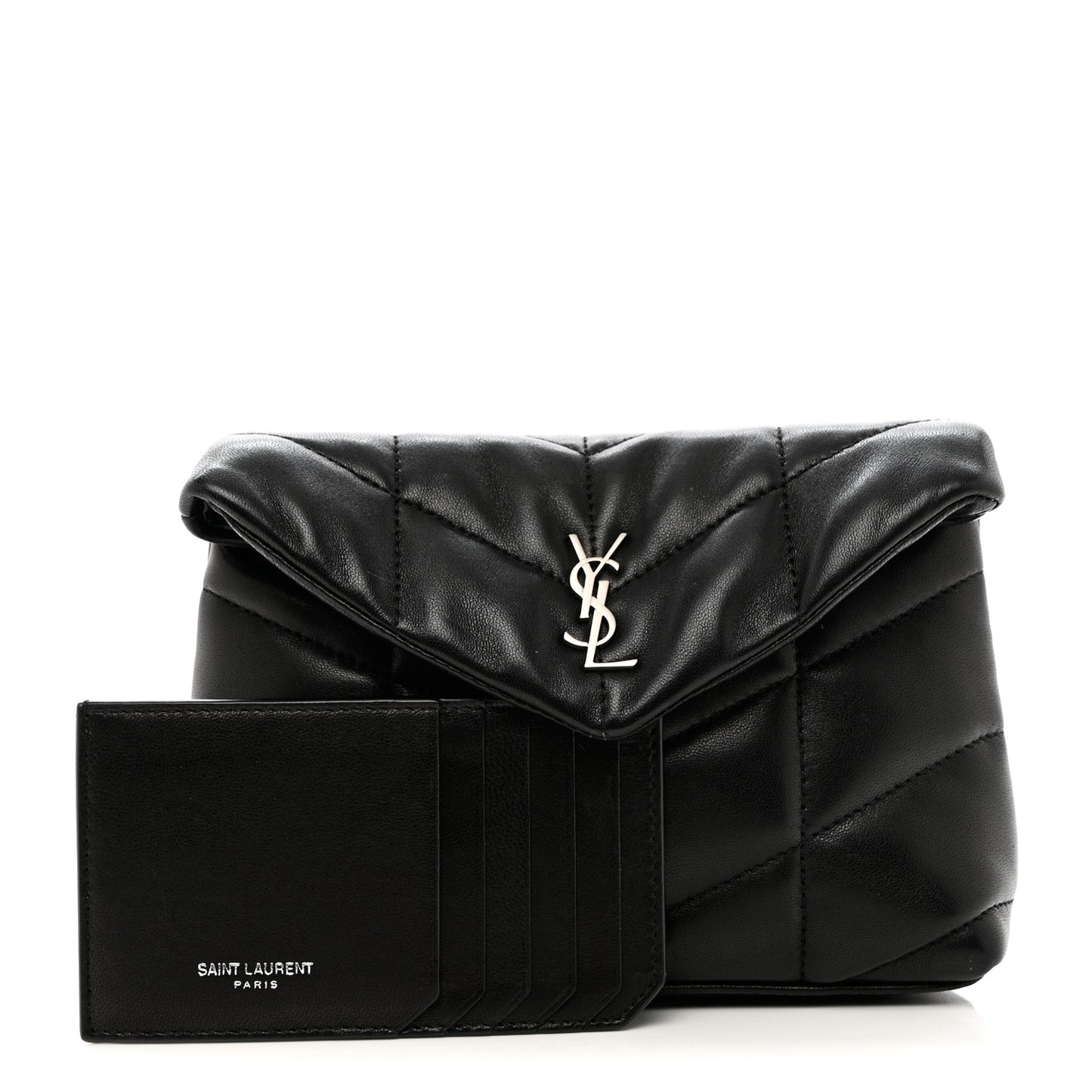 Lambskin Monogram Loulou Puffer Pouch Clutch Black