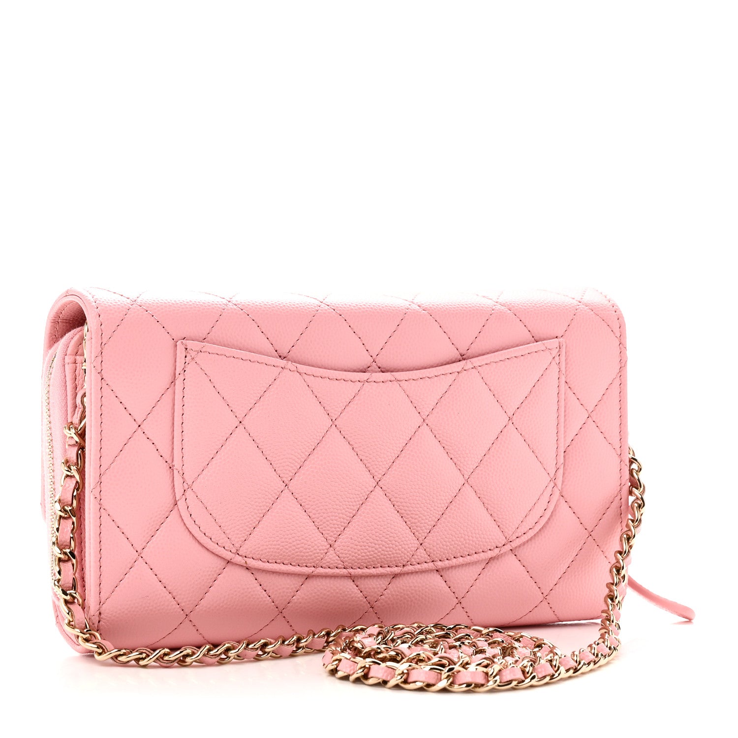 Chanel Caviar Quilted Phone Holder Wallet on Removable Chain Pink 4 of 13