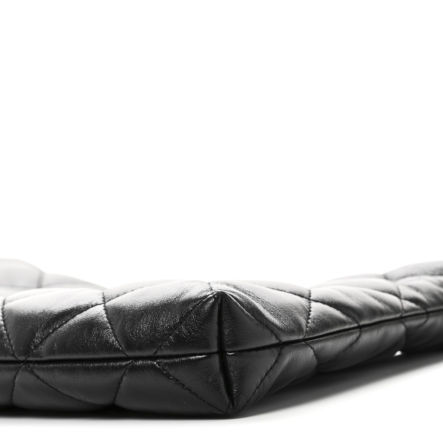 Shiny Lambskin Quilted CC Hobo Black