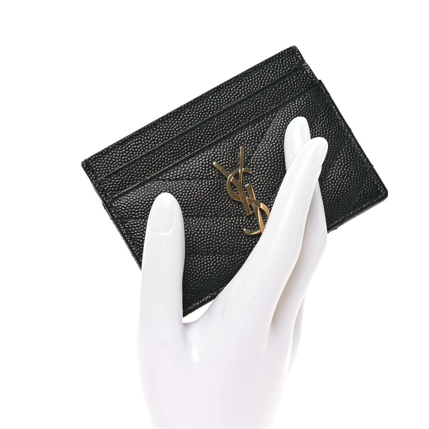 Grain De Poudre Matelasse Chevron Monogram Credit Card Case Black