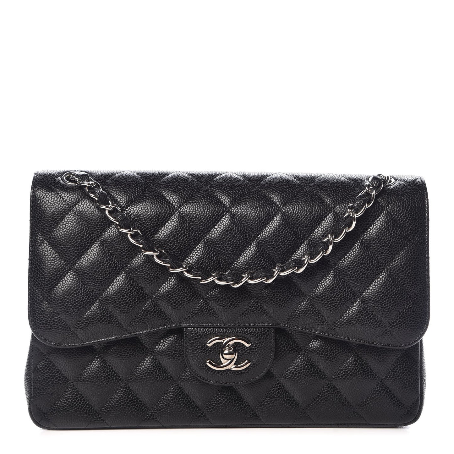 Caviar Quilted Jumbo Double Flap Black