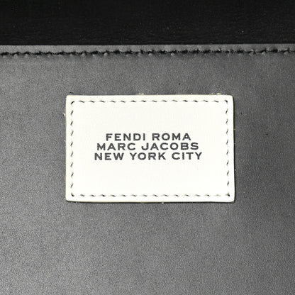 Fendi X MARC JACOBS Vitello King Logo Print Medium Fendi Sunshine Shopper Tote Black White 6 of 11