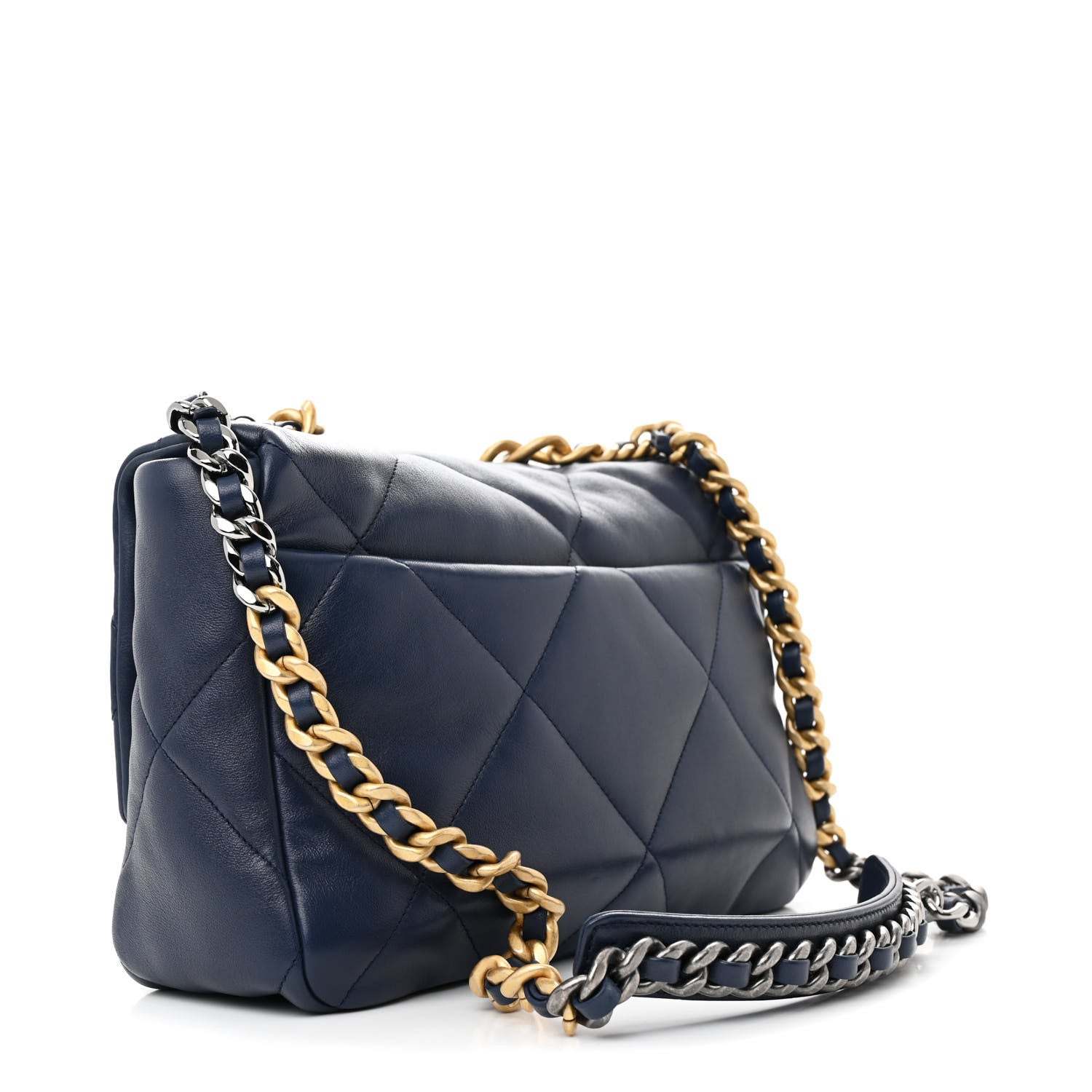Chanel Lambskin Quilted Large Chanel 19 Flap Navy Blue 3 of 12