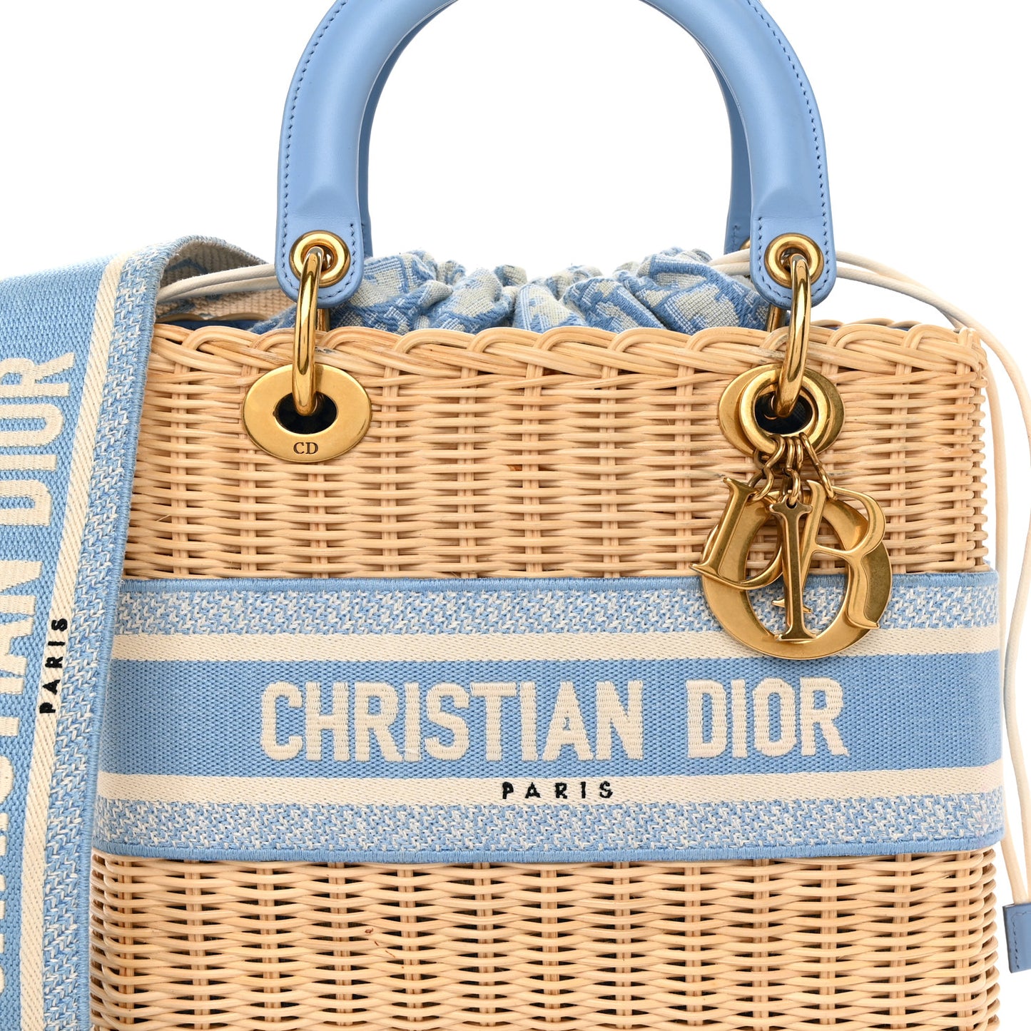 Wicker Oblique Medium Lady Dior Bag Cornflower Blue