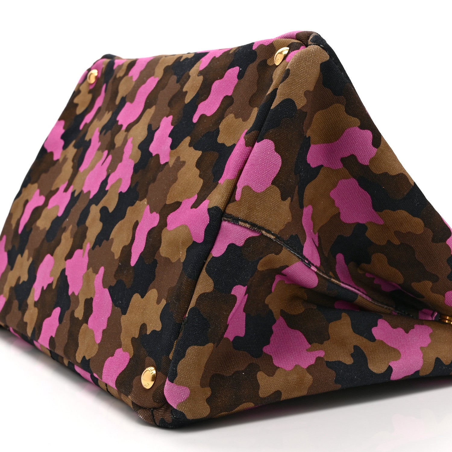 Prada Canapa Camouflage Tote  Pink Brown 10 of 11
