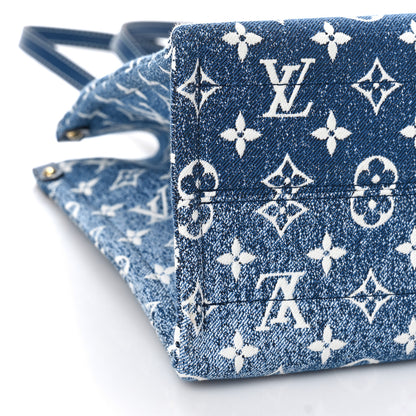 Louis Vuitton Monogram Jacquard Denim Onthego MM Bleu 7 of 8