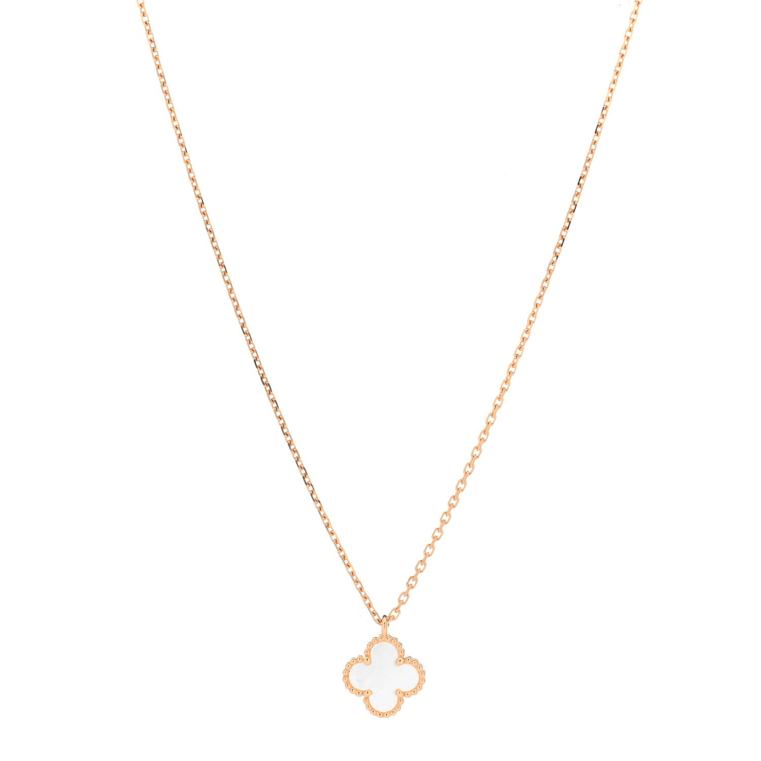 Van Cleef & Arpels 18K Yellow Gold Mother of Pearl Sweet Alhambra Pendant Necklace 3 of 6