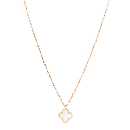 Van Cleef & Arpels 18K Yellow Gold Mother of Pearl Sweet Alhambra Pendant Necklace 3 of 6
