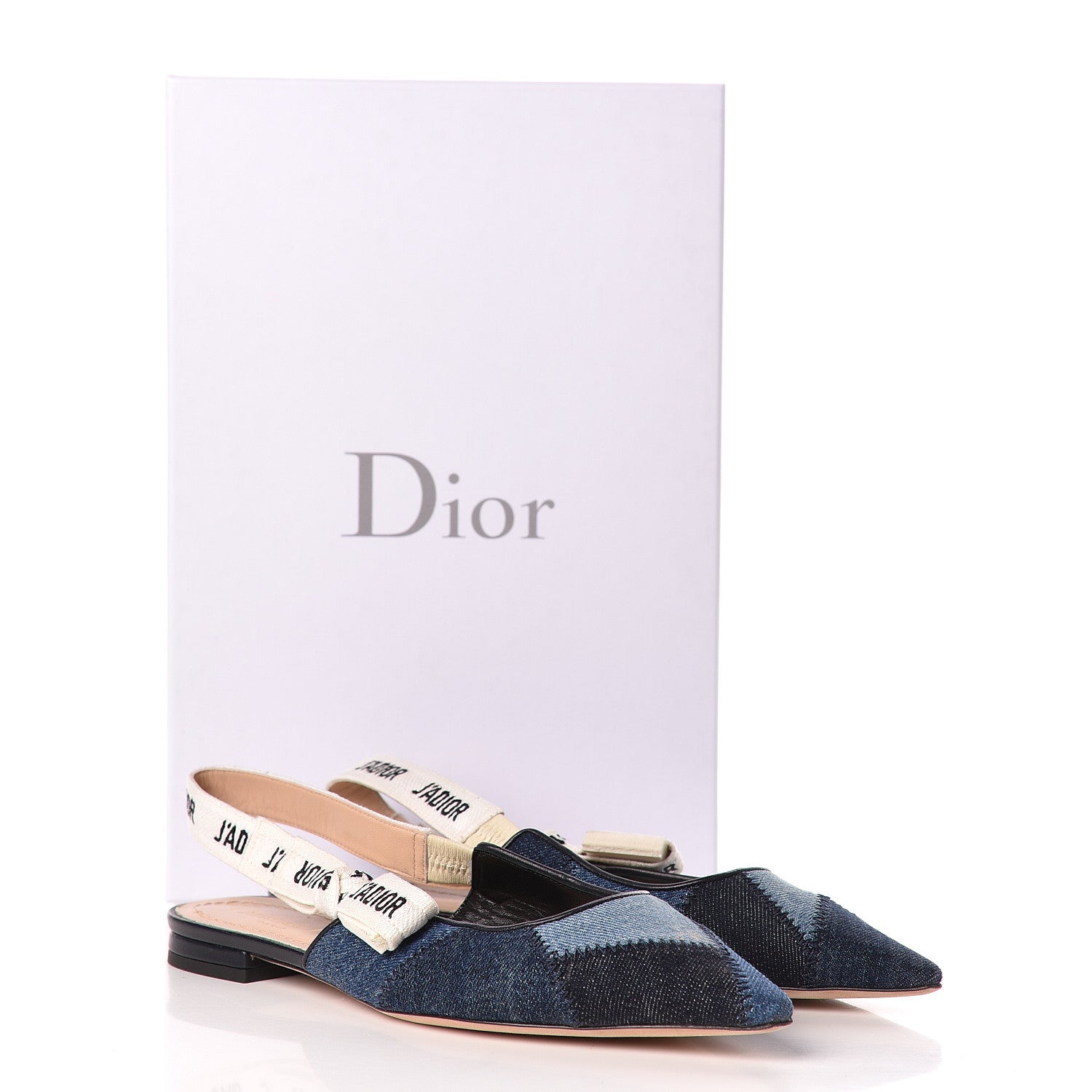 Christian Dior Denim Ribbon Patchwork J'Adior Slingback Ballet Flats 36 Deep Blue 9 of 9