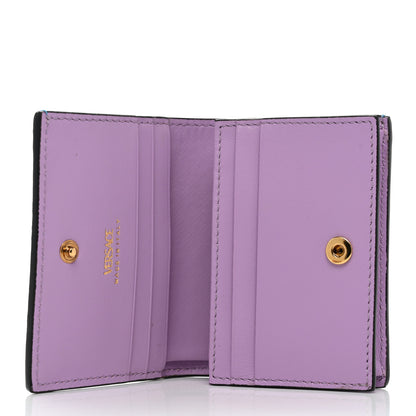 Versace Grained Calfskin Medusa Card Holder Wallet Light Blue Purple 5 of 6