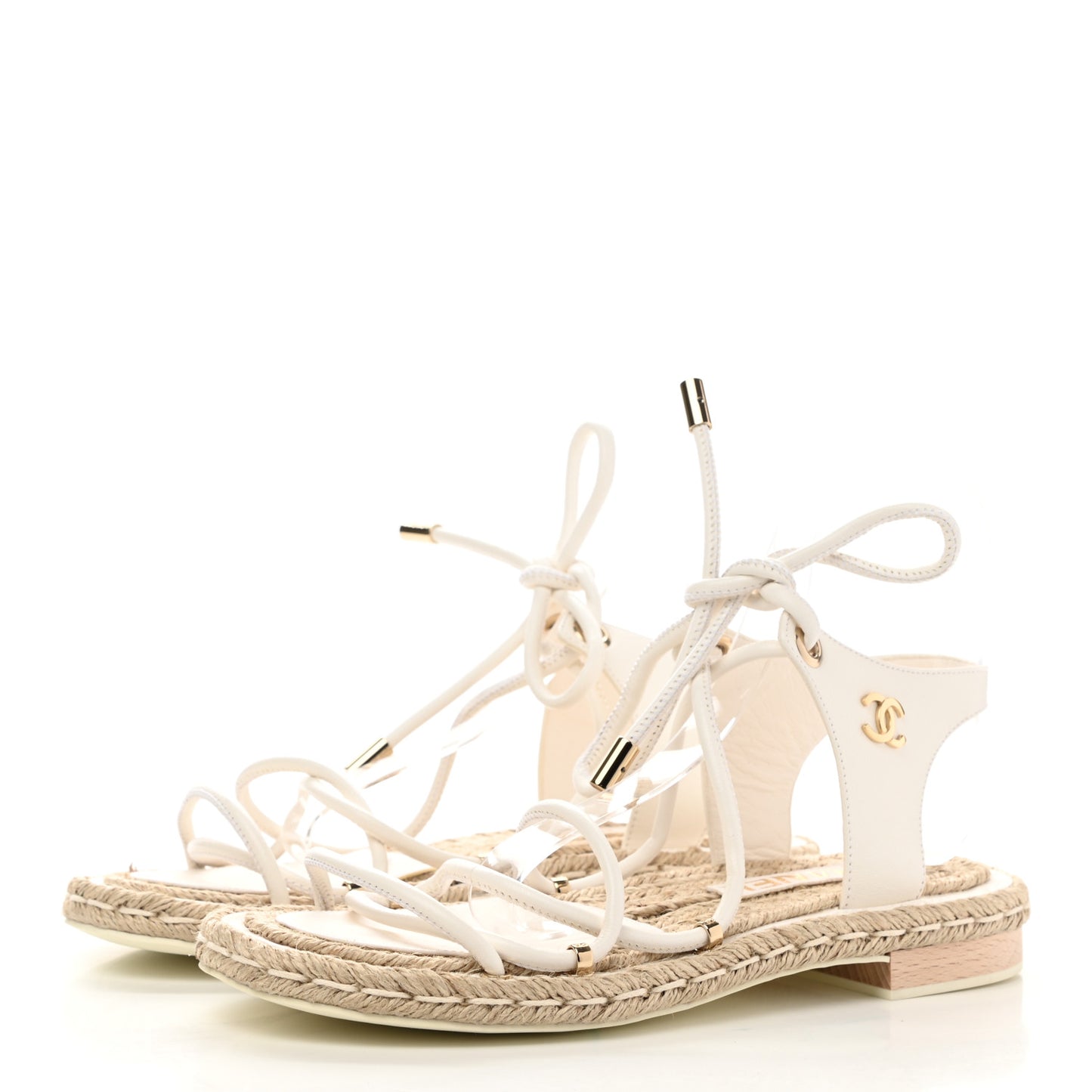 Calfskin Espadrille Sandals 36 White
