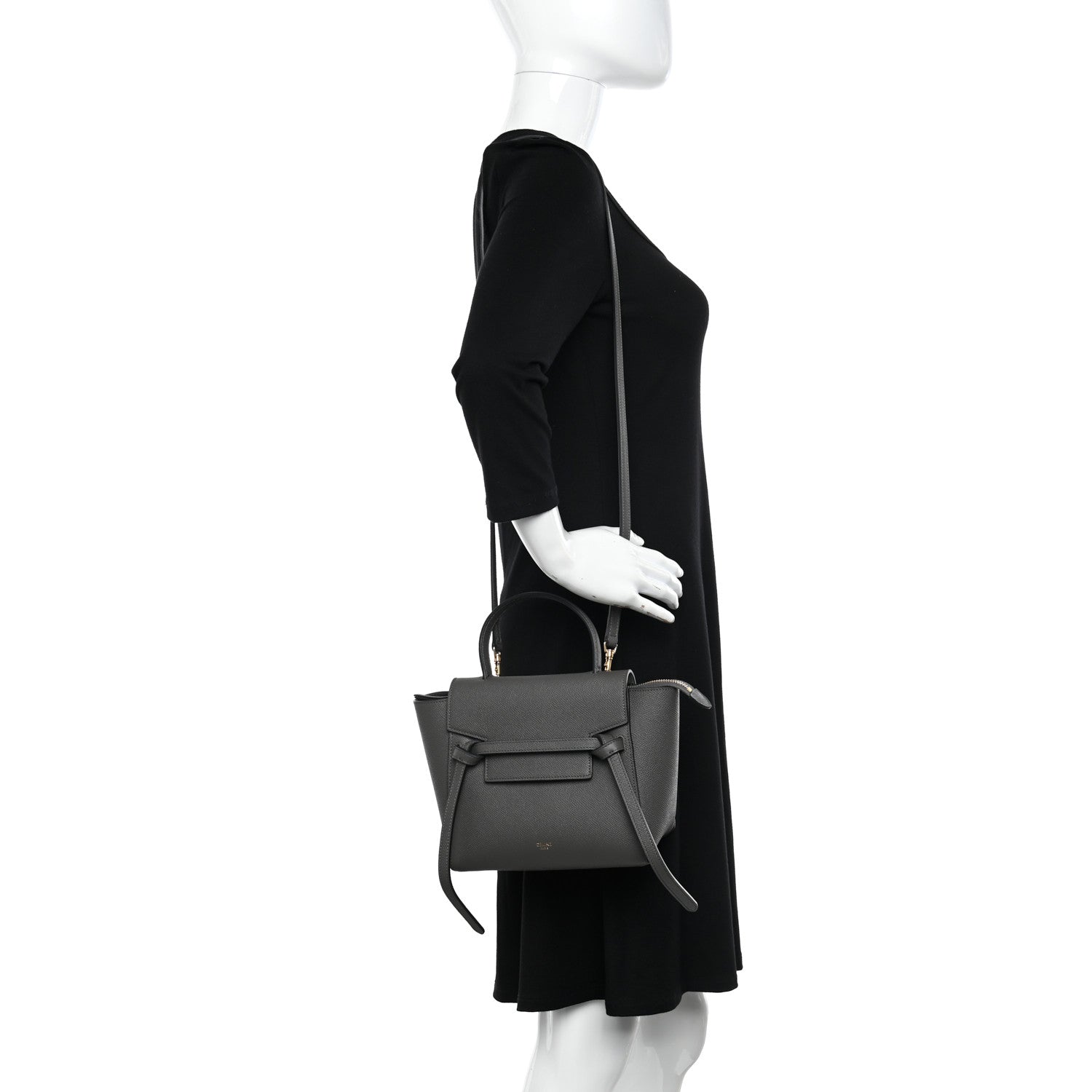 Celine Grained Calfskin Nano Belt Bag Grey 2 of 11