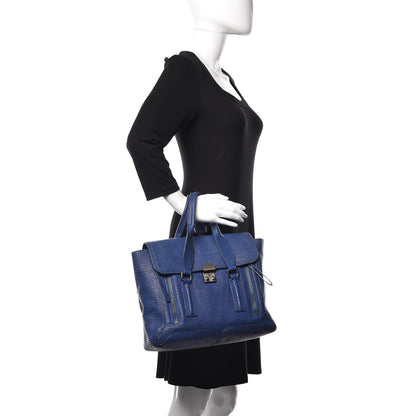 3.1 Phillip Lim 3.1 Textured Calfskin Large Pashli Satchel Cobalt 3 of 26