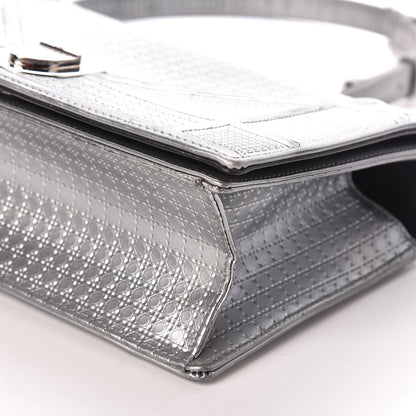 Christian Dior Metallic Patent Micro-Cannage Medium Diorama Flap Bag Silver 9 of 9