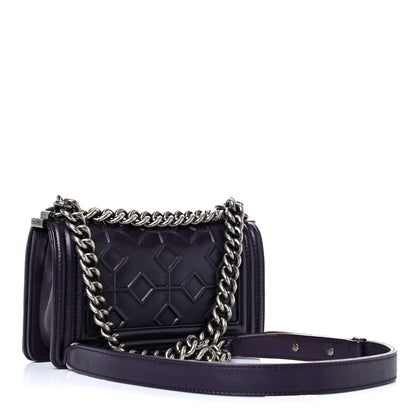 Chanel Calfskin Embossed Small Boy Flap Plum 3 of 21