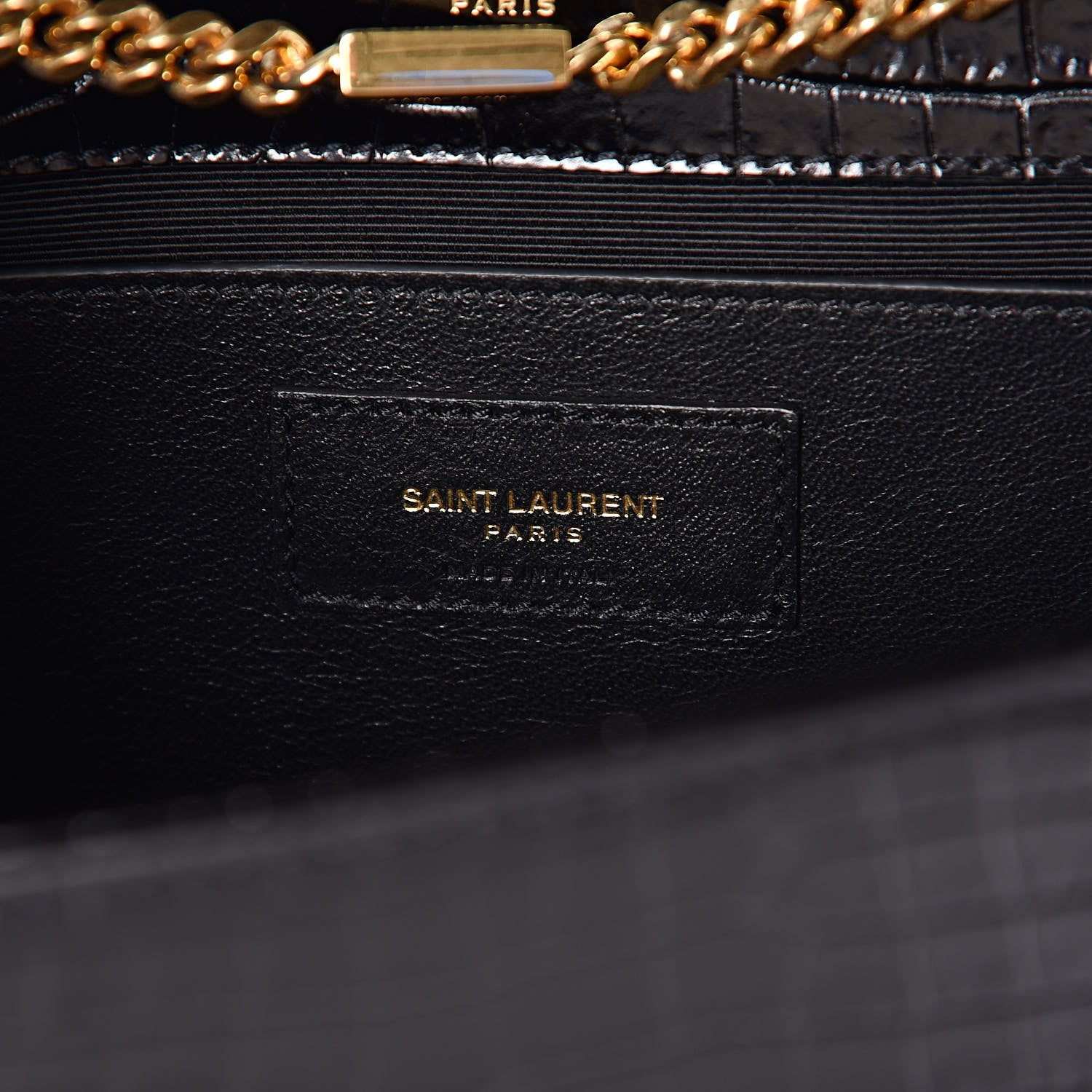 Saint Laurent Calfskin Crocodile Embossed Medium Classic Monogram Kate Tassel Satchel Black 6 of 11