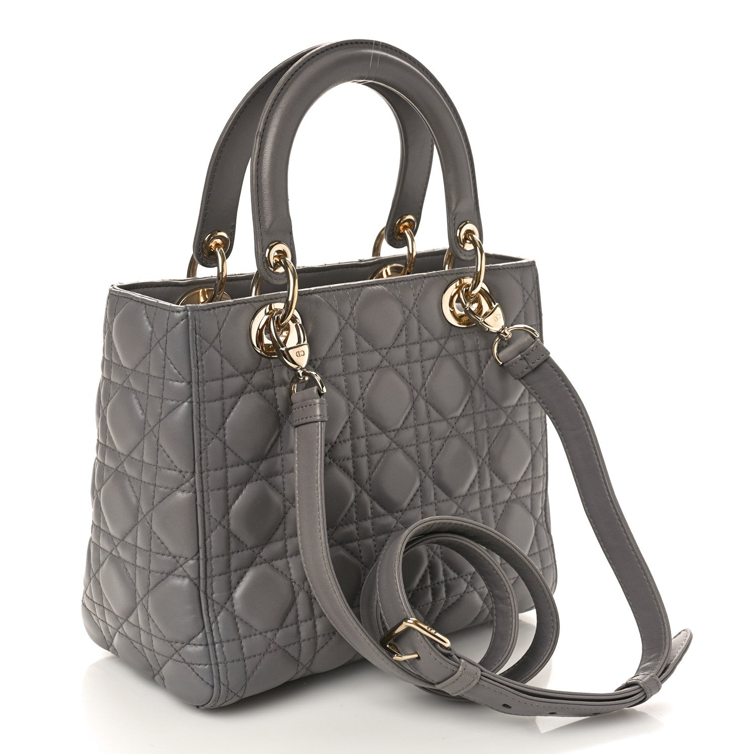 Christian Dior Lambskin Cannage Medium Lady Dior Grey 2 of 9