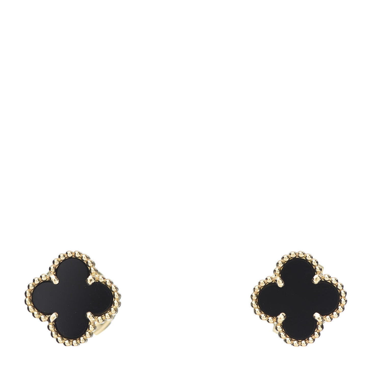 18K Yellow Gold Black Onyx Sweet Alhambra Earrings