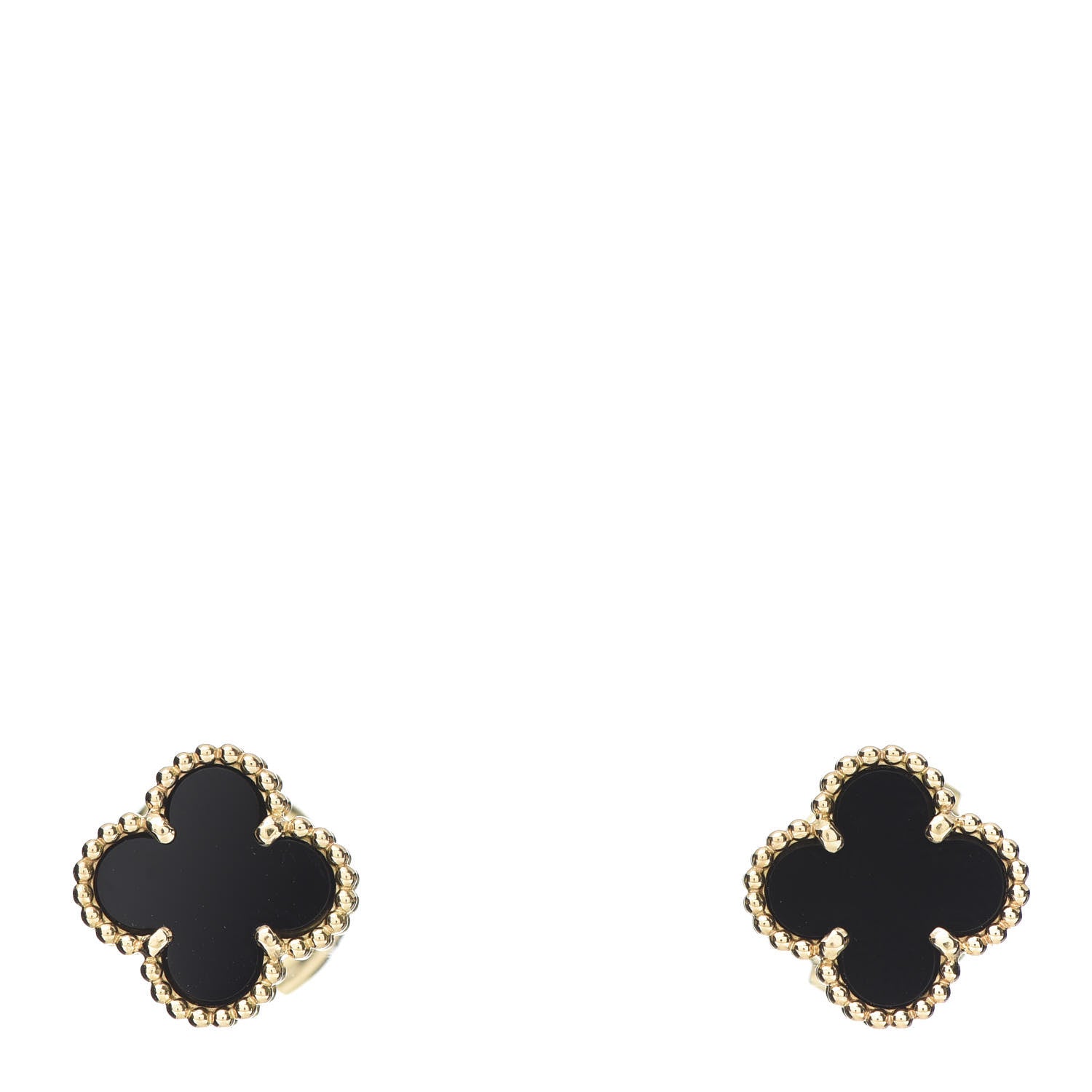 Van Cleef & Arpels 18K Yellow Gold Black Onyx Sweet Alhambra Earrings 1 of 5