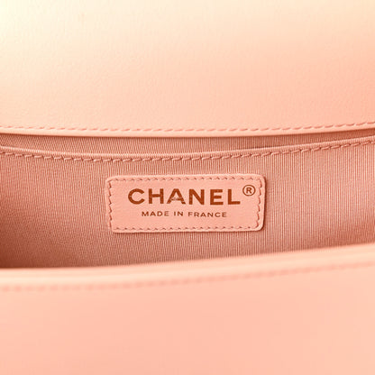 Chanel Lambskin Chevron Quilted Medium Boy Flap Light Pink 8 of 10