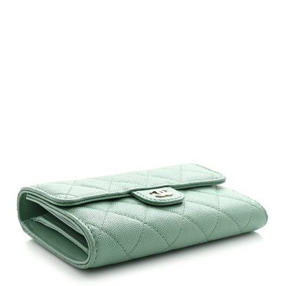 Chanel Caviar Quilted Medium Flap Wallet Light Green 4 of 10