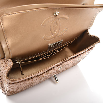 Chanel Metallic Python Small Double Flap Pink Gold 6 of 11