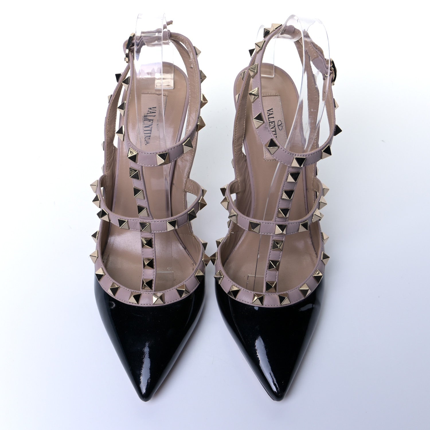 Valentino Garavani Patent Nappa Rockstud Ankle Strap 100mm Pumps 39.5 Black Poudre 5 of 10