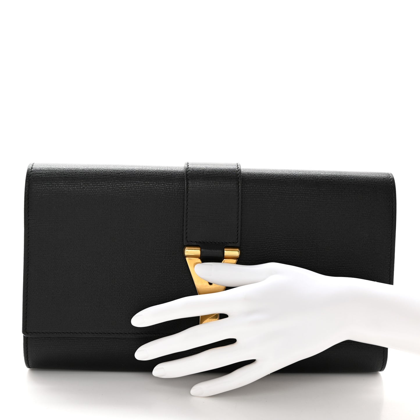 Textured Calfskin Classic Y Ligne Clutch Black