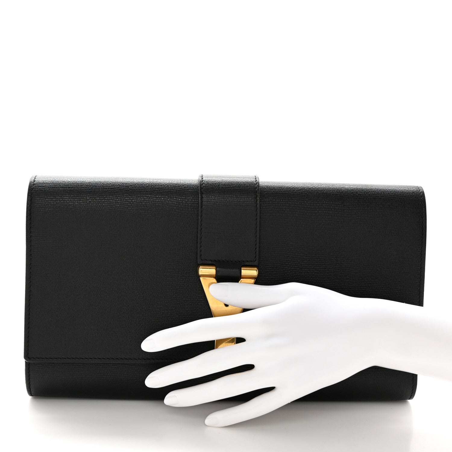 Saint Laurent Textured Calfskin Classic Y Ligne Clutch Black 2 of 13