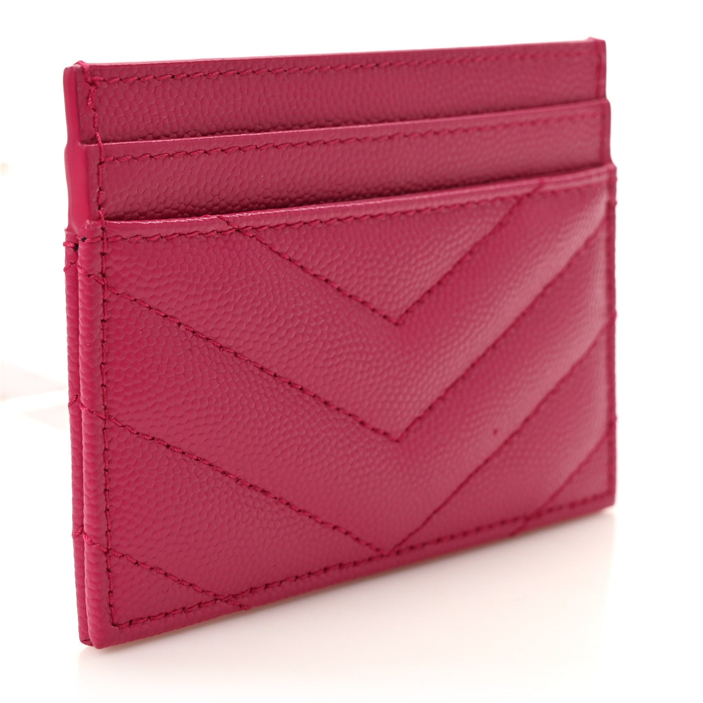 Grain De Poudre Matelasse Chevron Monogram Credit Card Case Fresh Fuxia