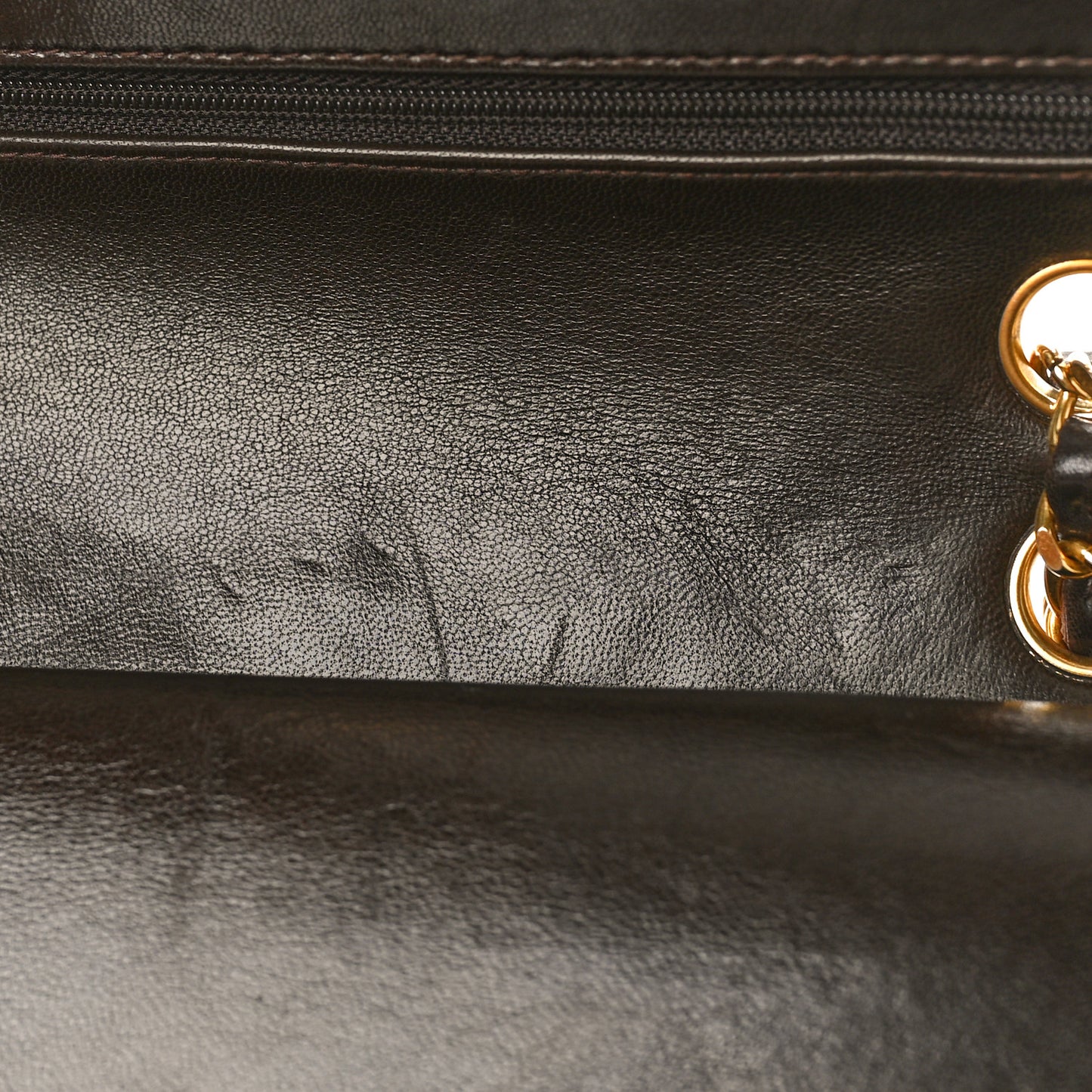 Lambskin Quilted Medium Double Flap Dark Brown