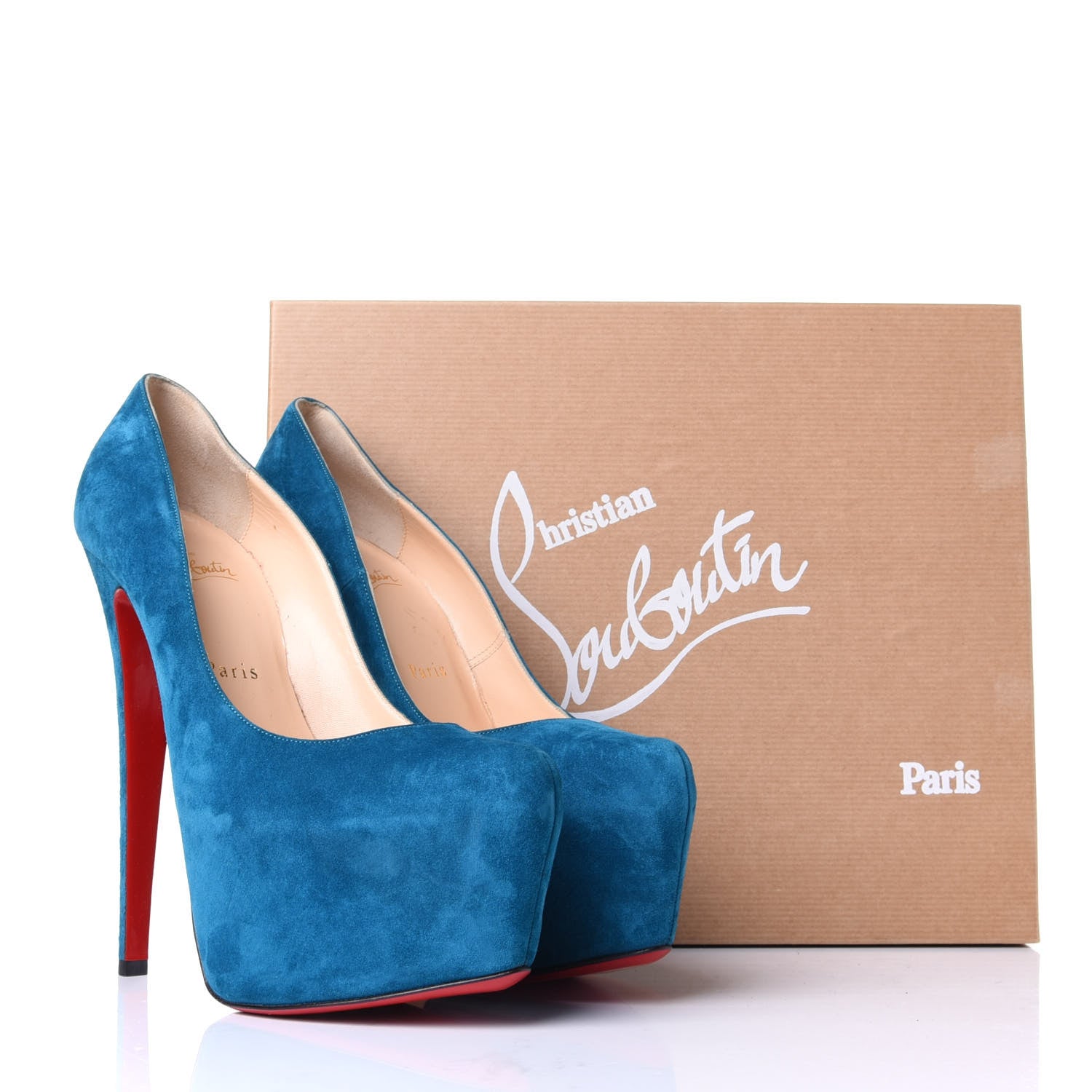 Christian Louboutin Suede Daffodile 160 Pumps 38 Peacock 10 of 10