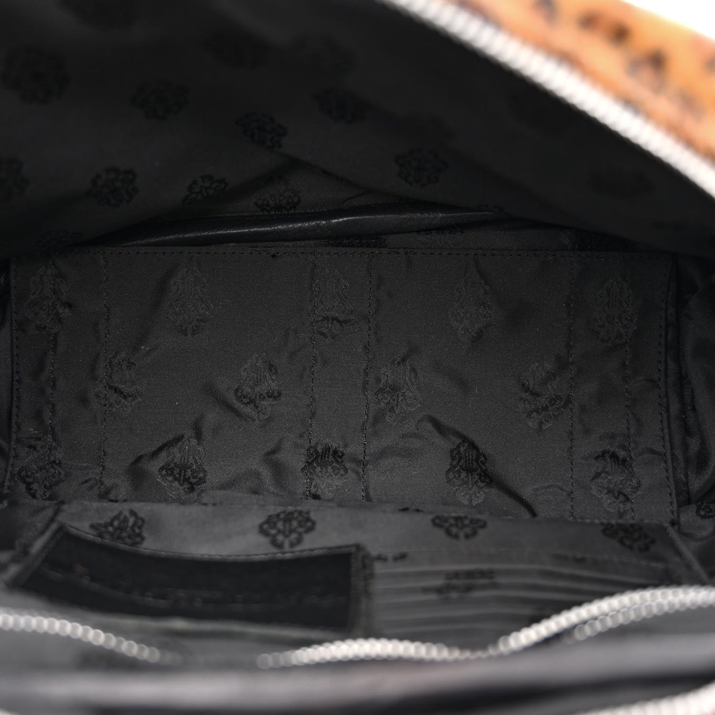 Leopard Print Hair Cross Patch Duffle Bag Black