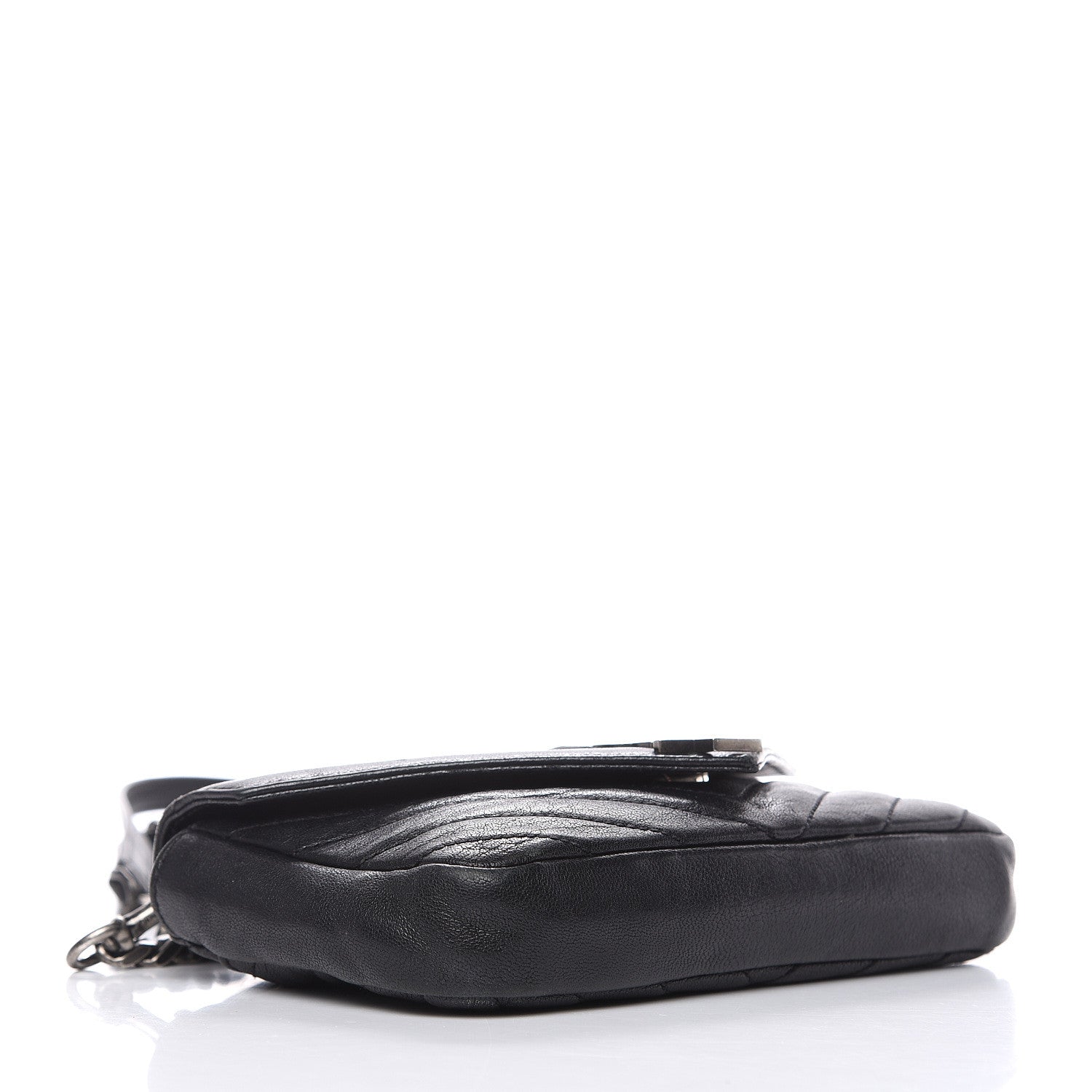Saint Laurent Sheepskin Matelasse Chevron Monogram College Chain Wallet Black 4 of 18