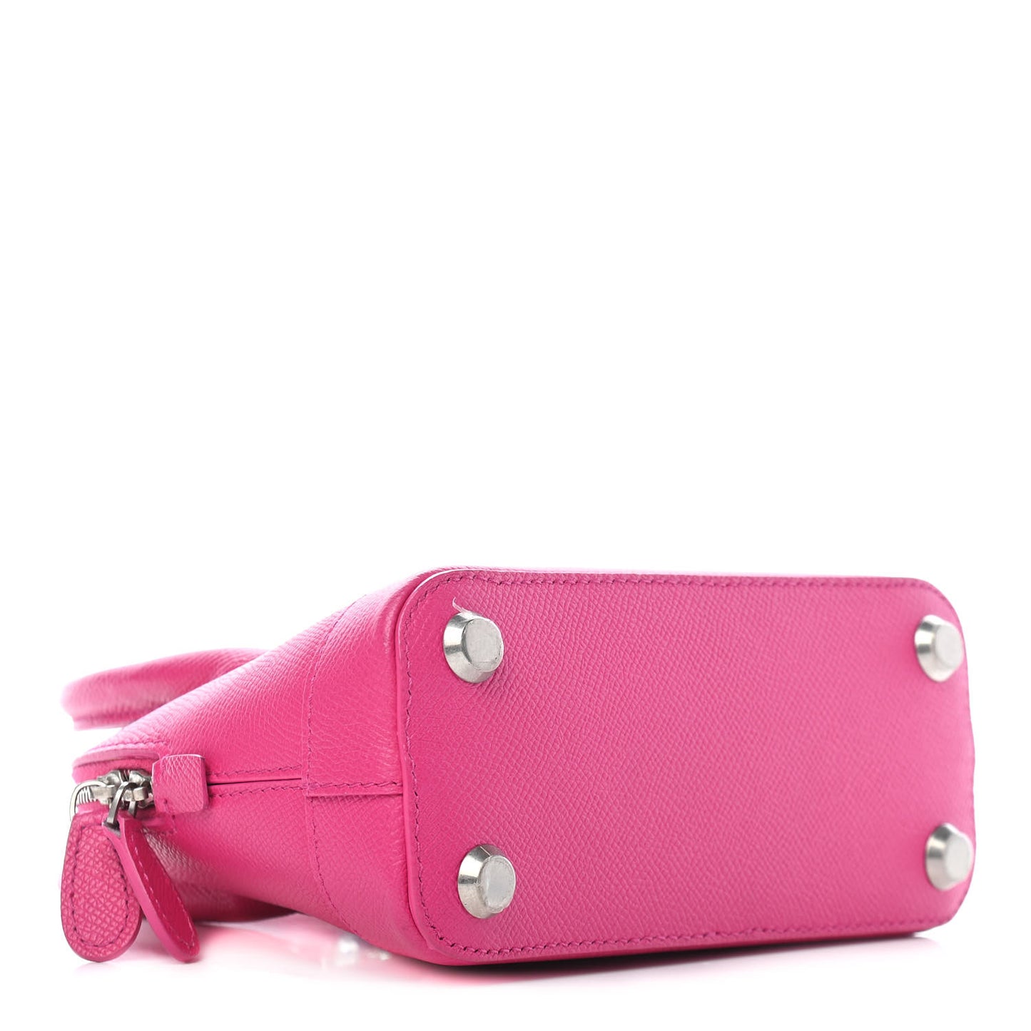Signature Grained Calfskin Logo XXS Ville Top Handle Bag Fuchsia