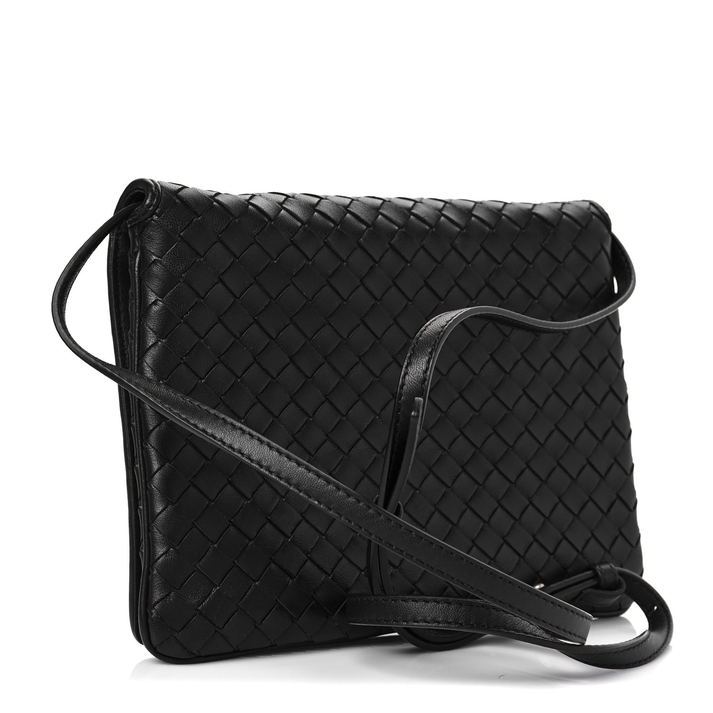 Nappa Intrecciato Crossbody Messenger Flap Black