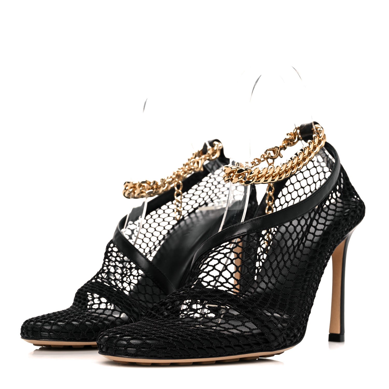 Bottega Veneta Mesh Nappa Chunky Chain Sandals 38.5 Black 3 of 8