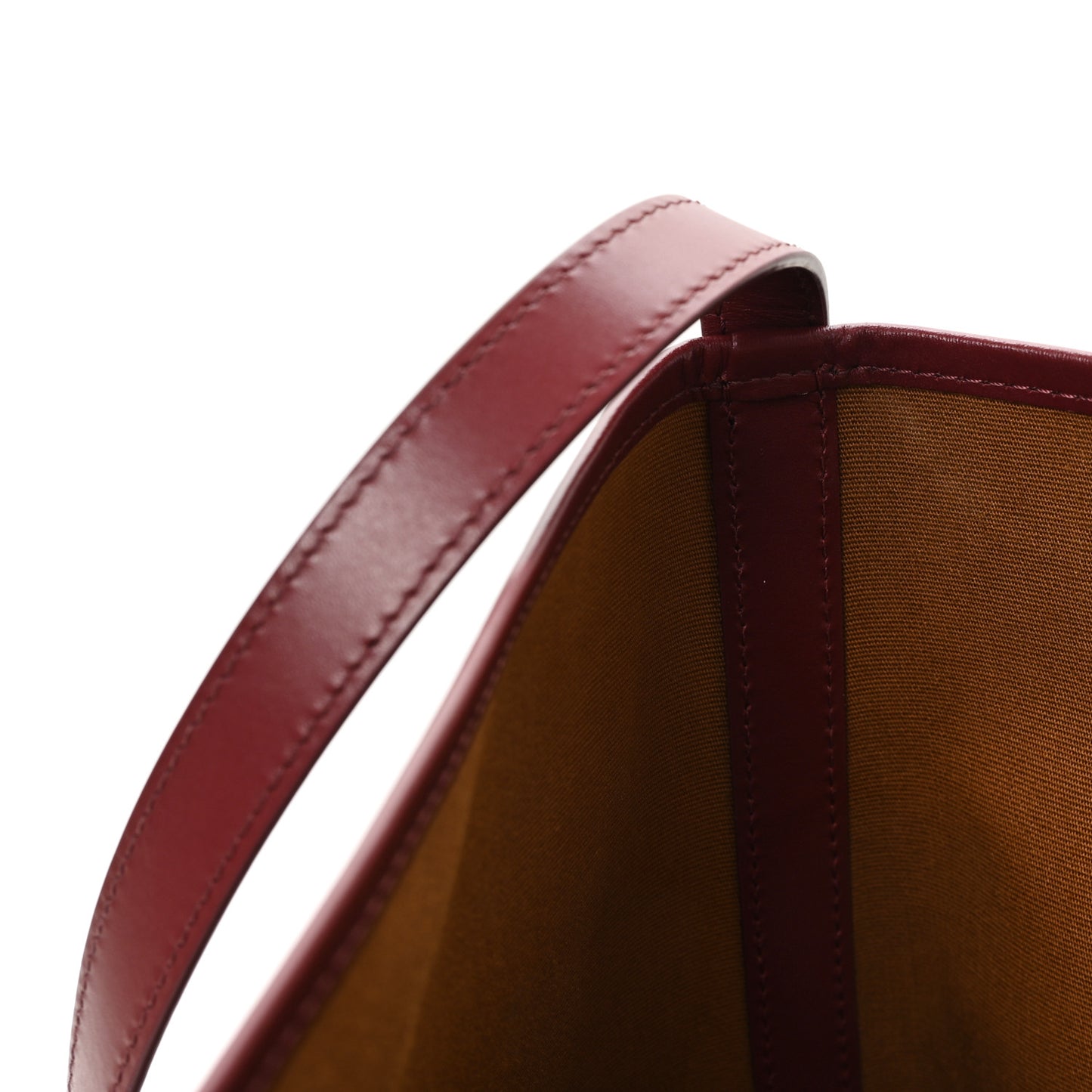 Triomphe Canvas Calfskin Soft Shopper Tote Burgundy Tan