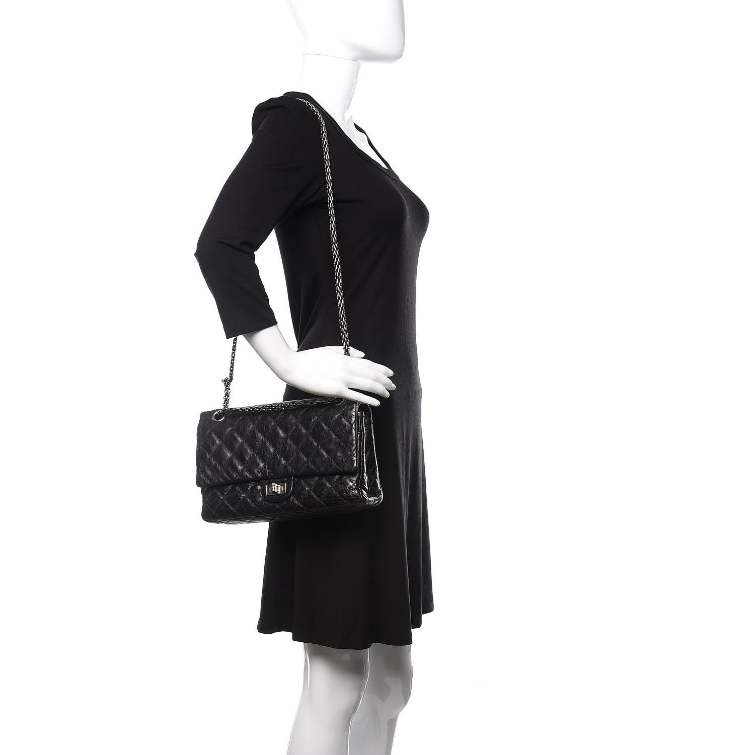 Chanel Metallic Aged Calfskin Quilted 2.55 Reissue 226 Flap Black 2 of 13