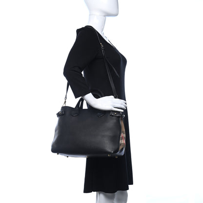 Burberry Calfskin House Check Small Banner Tote Black 2 of 13