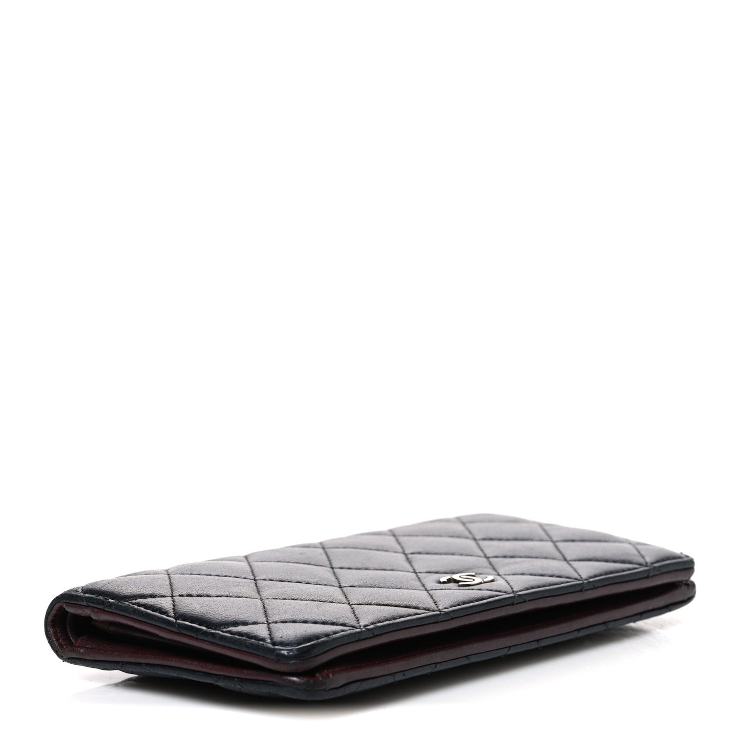 Lambskin Quilted Yen Wallet Black