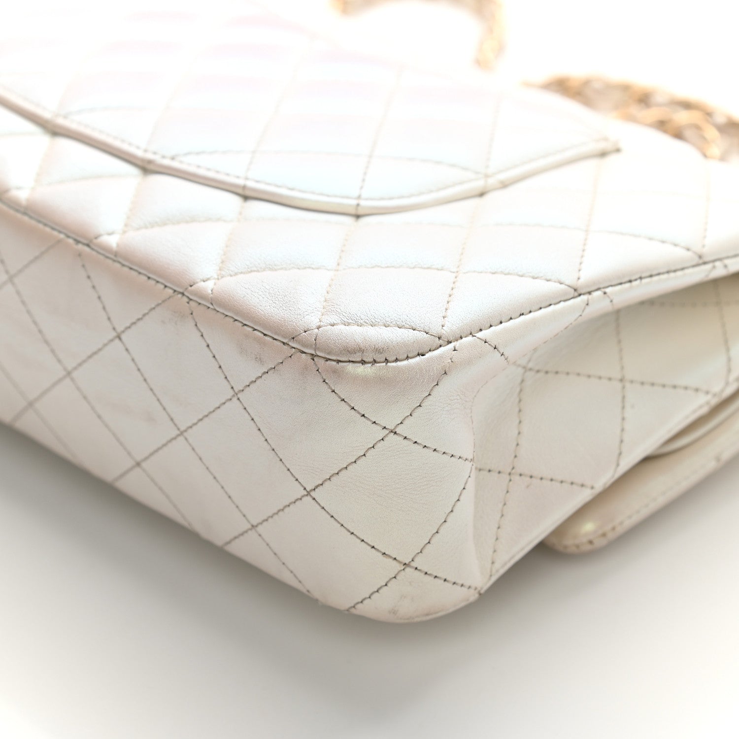 Chanel Iridescent Calfskin Quilted Medium Double Flap White 11 of 22