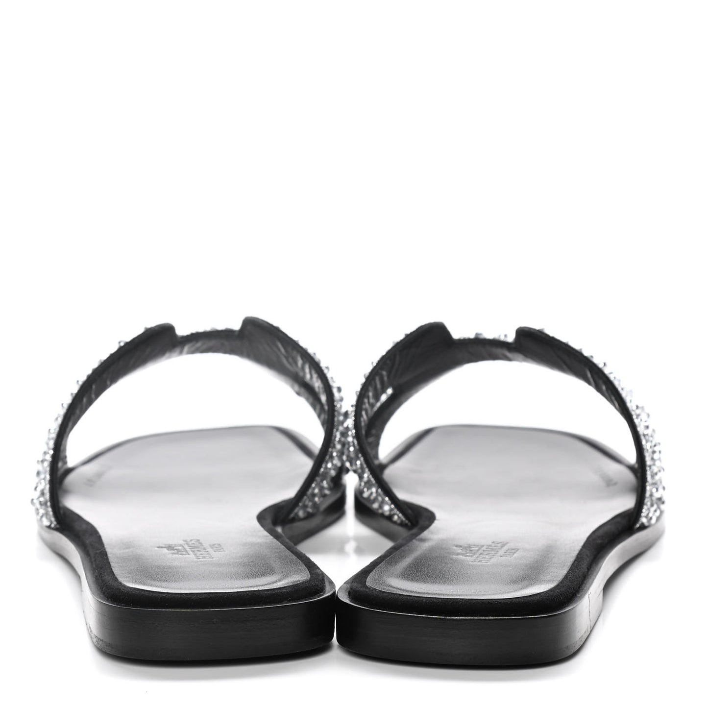 Velvet Goatskin Crystal Beads Oran Sandals 38 Gris Argente Black