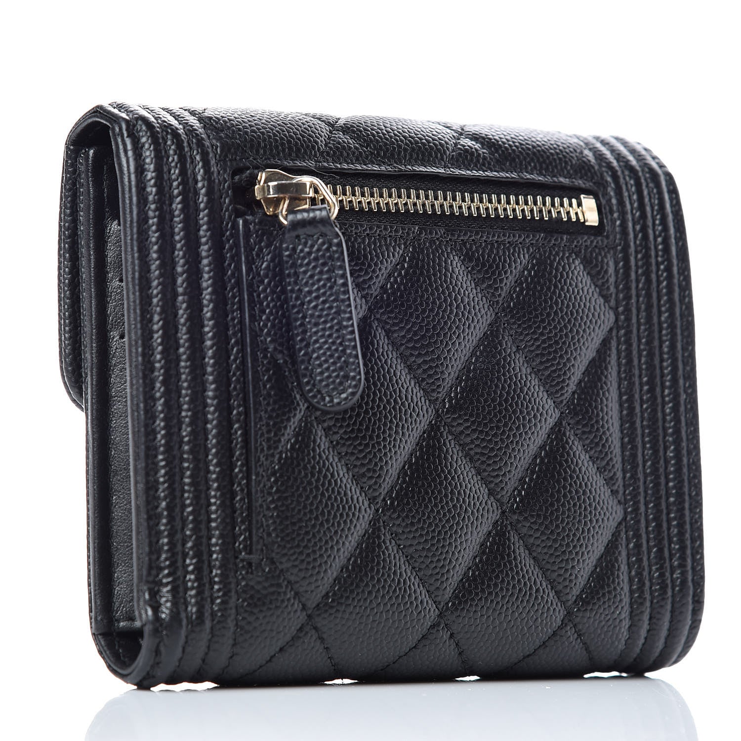 Chanel Caviar Quilted Compact Boy Wallet Black 3 of 10