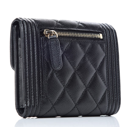 Chanel Caviar Quilted Compact Boy Wallet Black 3 of 10