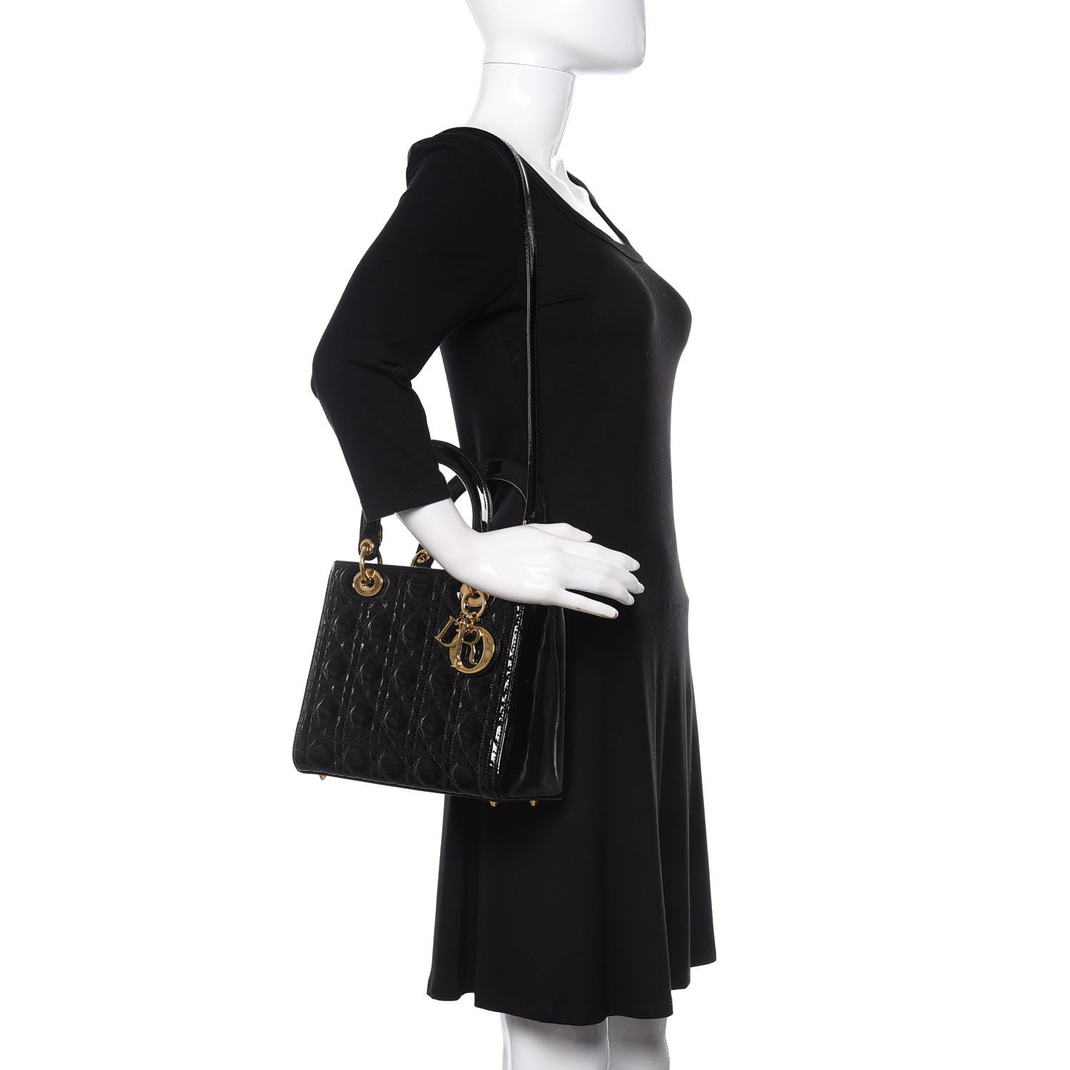 Christian Dior Patent Cannage Medium Lady Dior Black 2 of 11